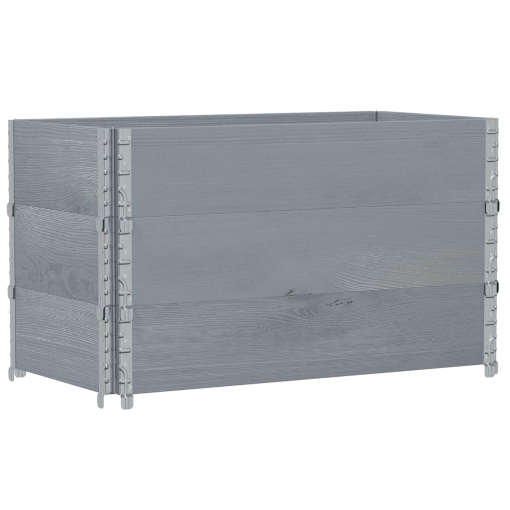 pallerammer 3 stk. 100x50 cm massivt fyrretræ grå