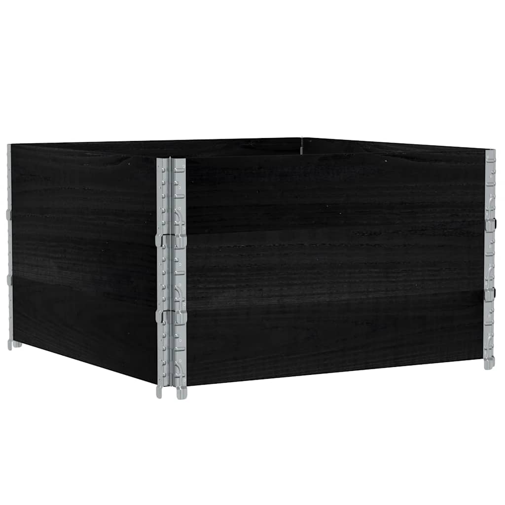 pallerammer 3 stk. 100x100 cm massivt fyrretræ sort