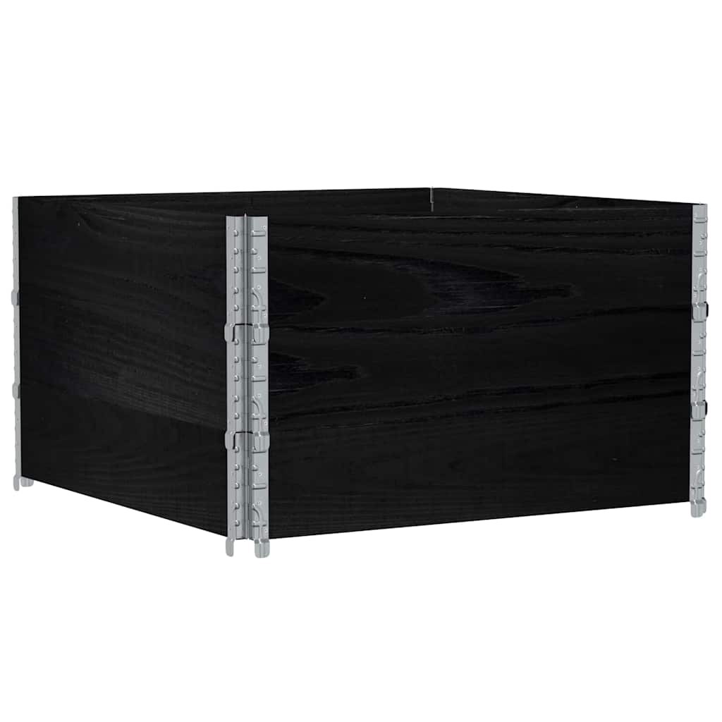 pallerammer 3 stk. 100x100 cm massivt fyrretræ sort