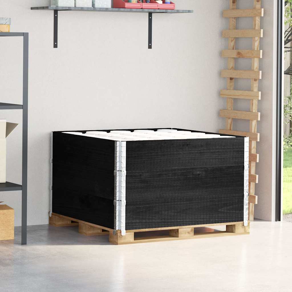 pallerammer 3 stk. 100x100 cm massivt fyrretræ sort