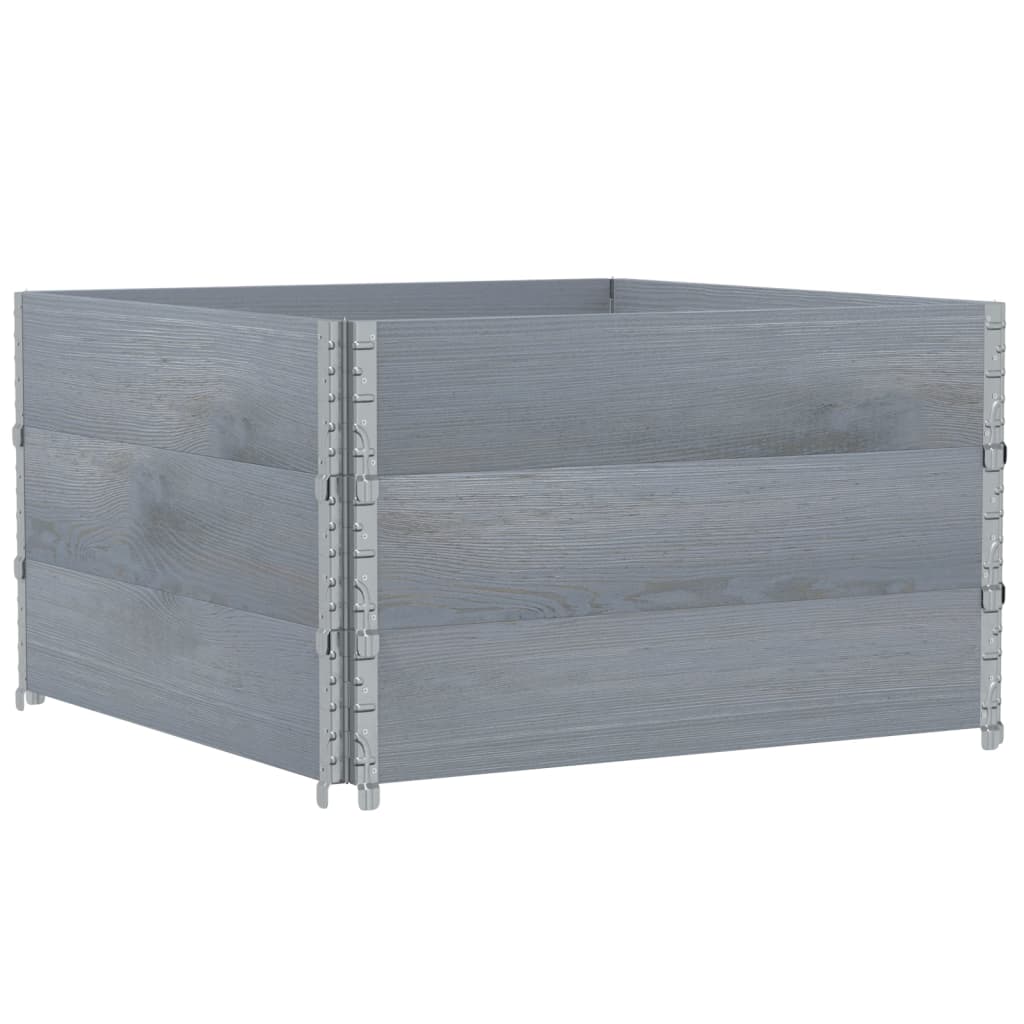pallerammer 3 stk. 100x100 cm massivt fyrretræ grå