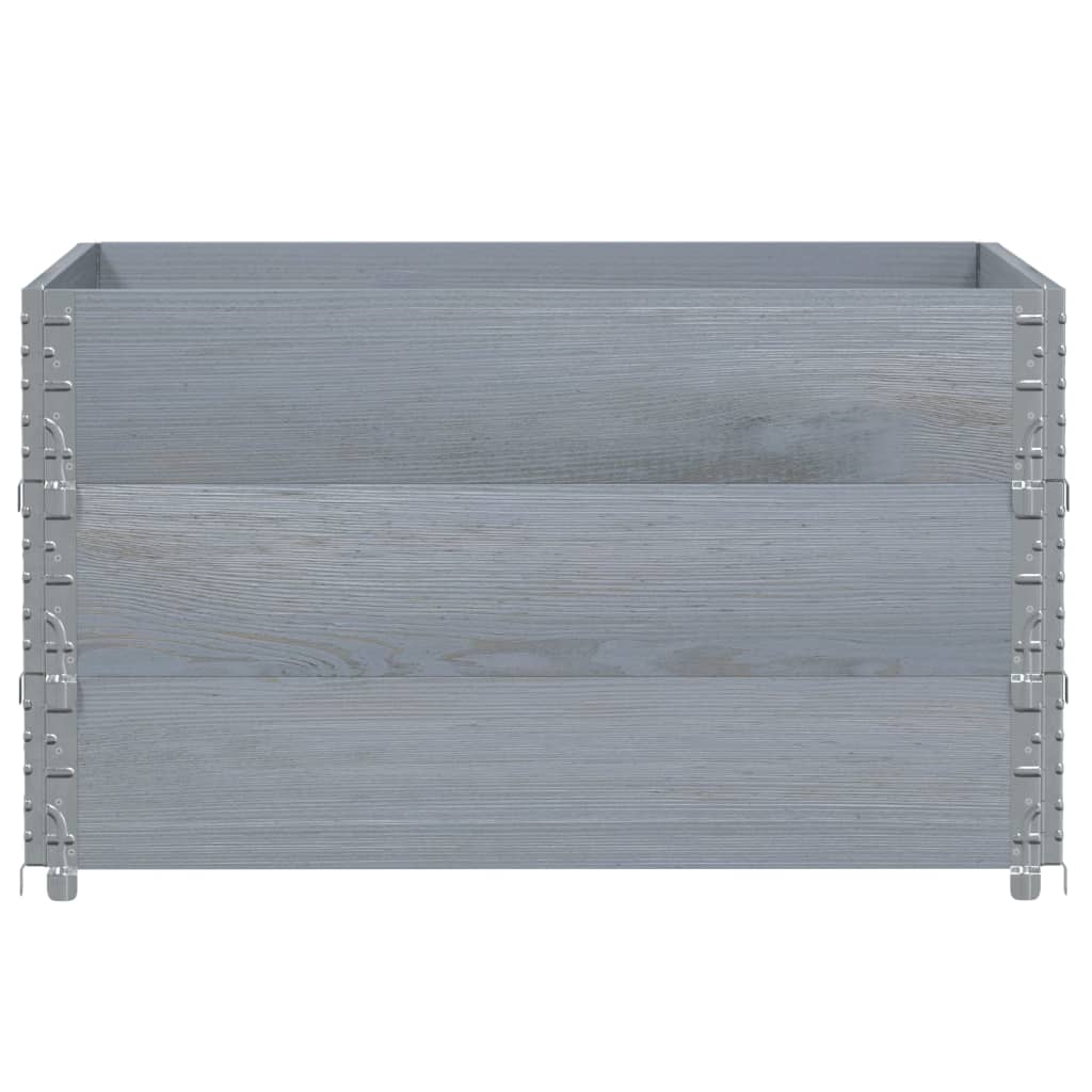 pallerammer 3 stk. 100x100 cm massivt fyrretræ grå