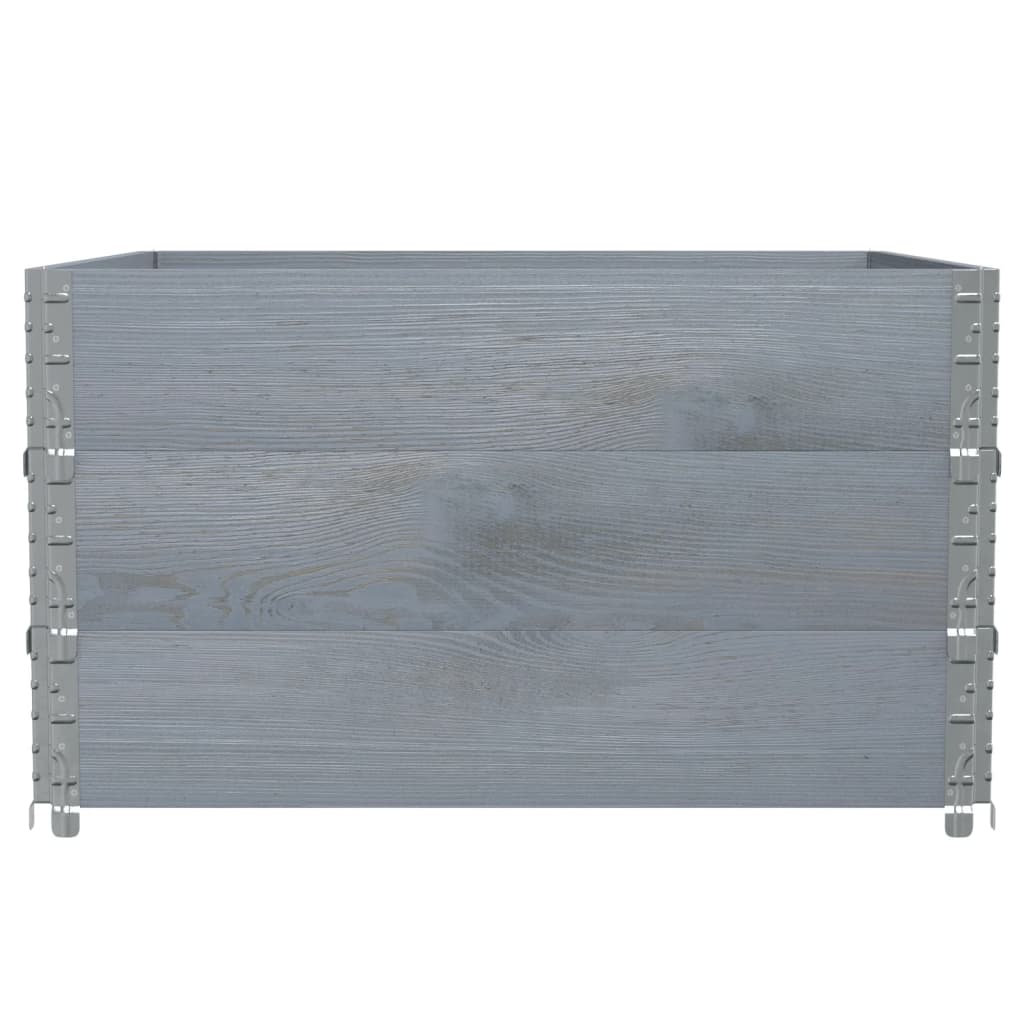 pallerammer 3 stk. 100x100 cm massivt fyrretræ grå
