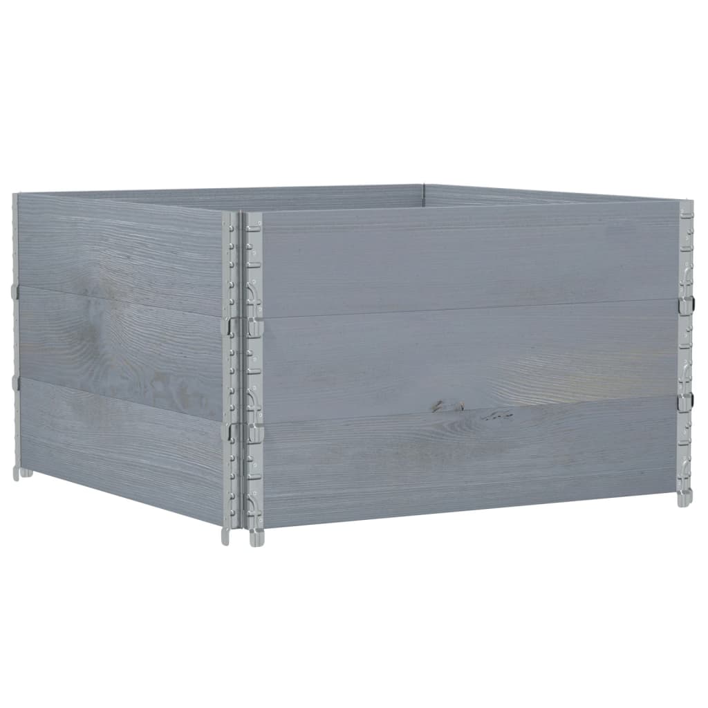 pallerammer 3 stk. 100x100 cm massivt fyrretræ grå