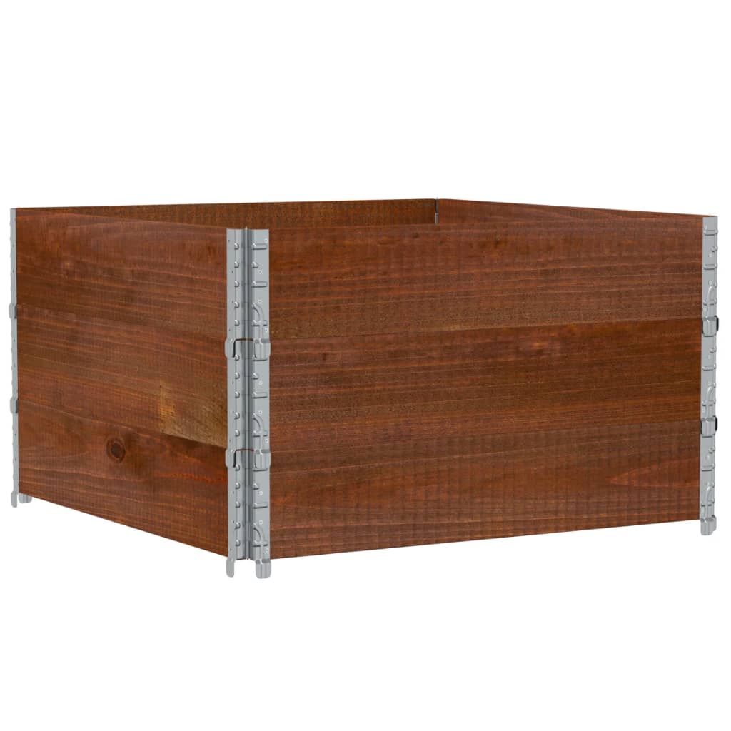 pallerammer 3 stk. 100x100 cm massivt fyrretræ brun