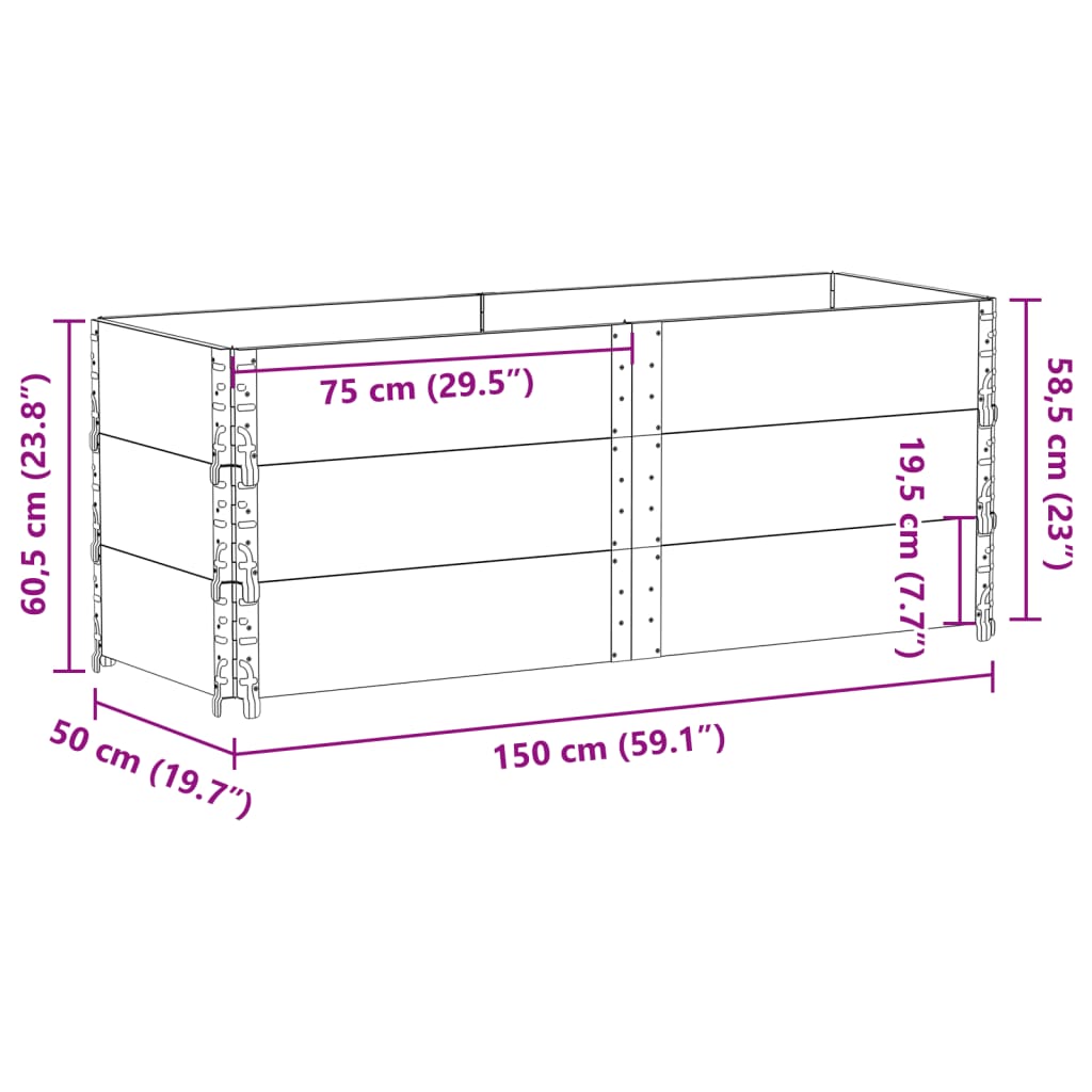 pallerammer 3 stk. 150x50 cm massivt fyrretræ