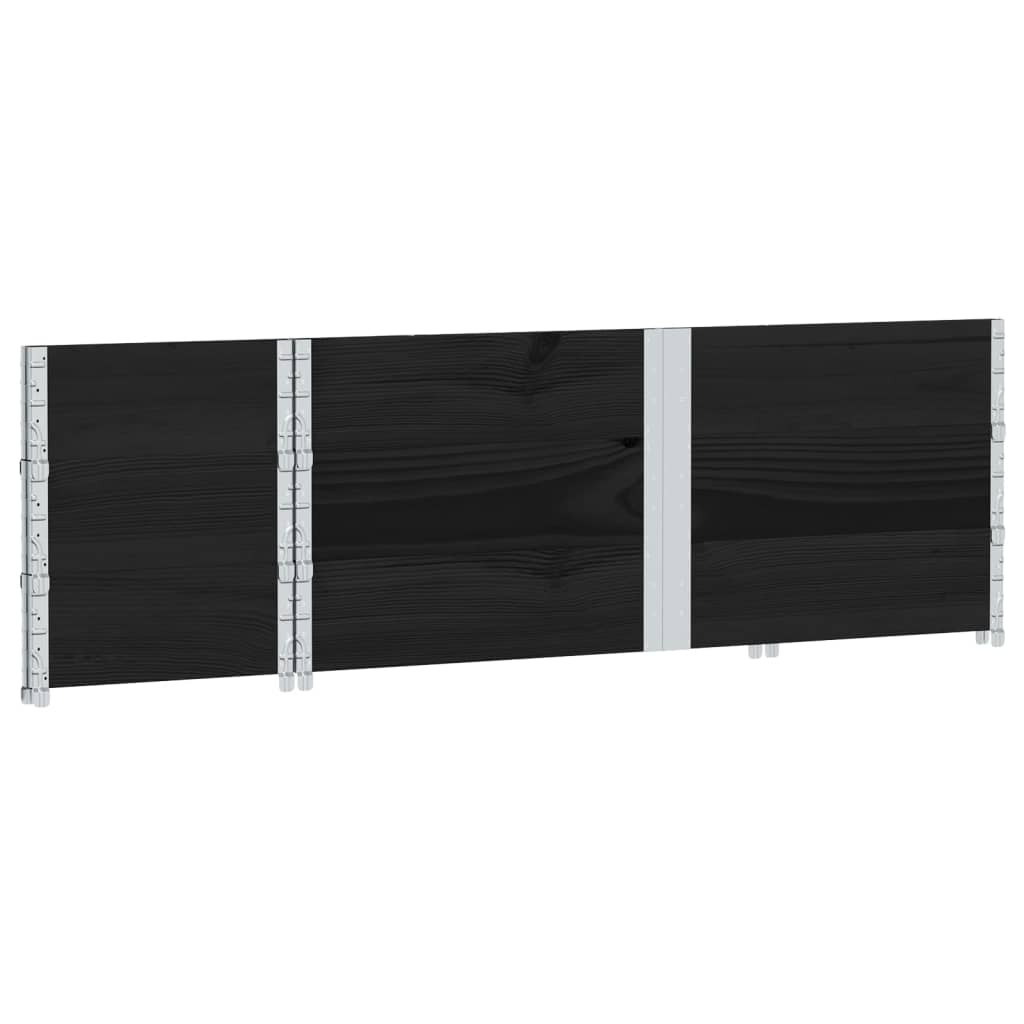 pallerammer 3 stk. 150x50 cm massivt fyrretræ sort