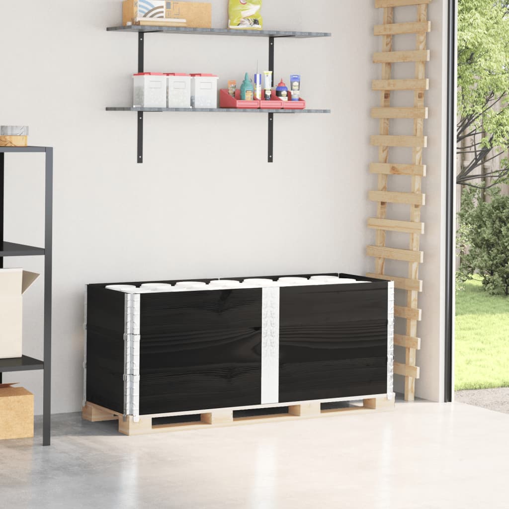 pallerammer 3 stk. 150x50 cm massivt fyrretræ sort