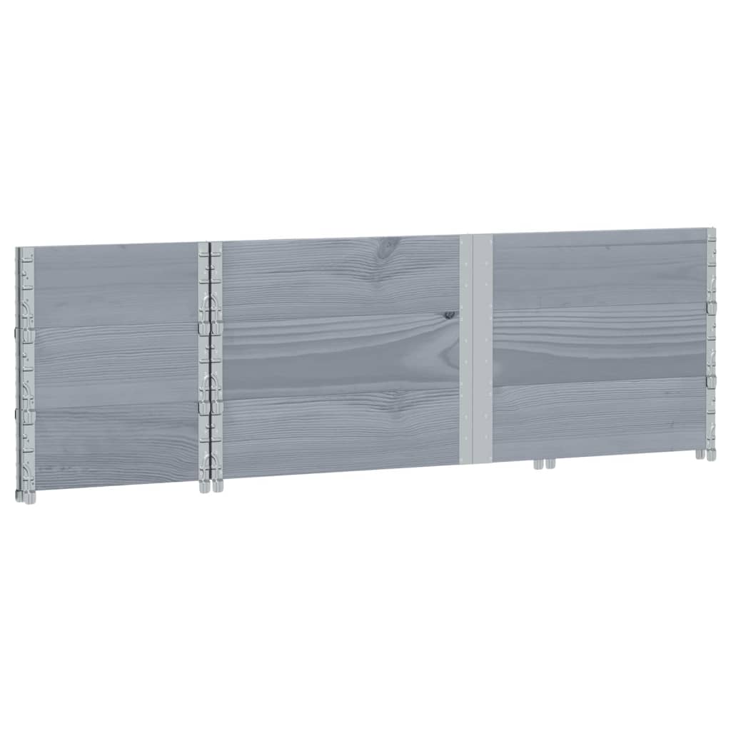 pallerammer 3 stk. 150x50 cm massivt fyrretræ grå