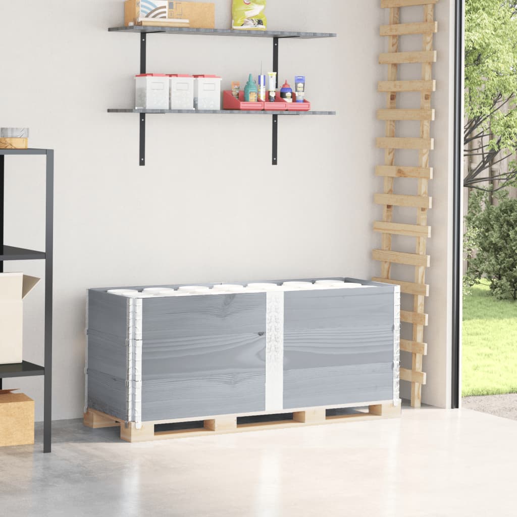 pallerammer 3 stk. 150x50 cm massivt fyrretræ grå