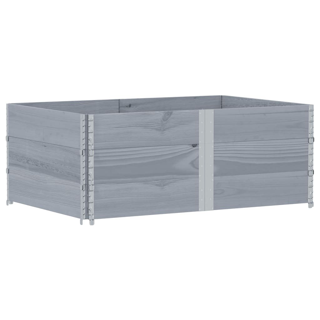 pallerammer 3 stk. 150x100 cm massivt fyrretræ grå