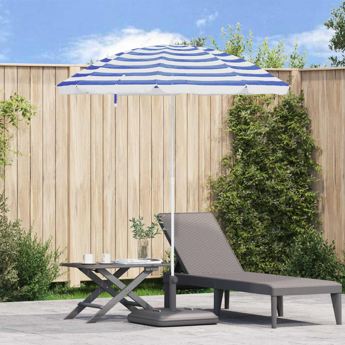 Havesol 240 cm 170T polyester Blå og Hvid