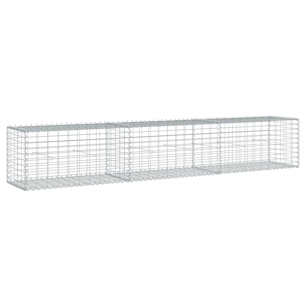 gabionkurv med cover 300x50x50 cm galvaniseret jern
