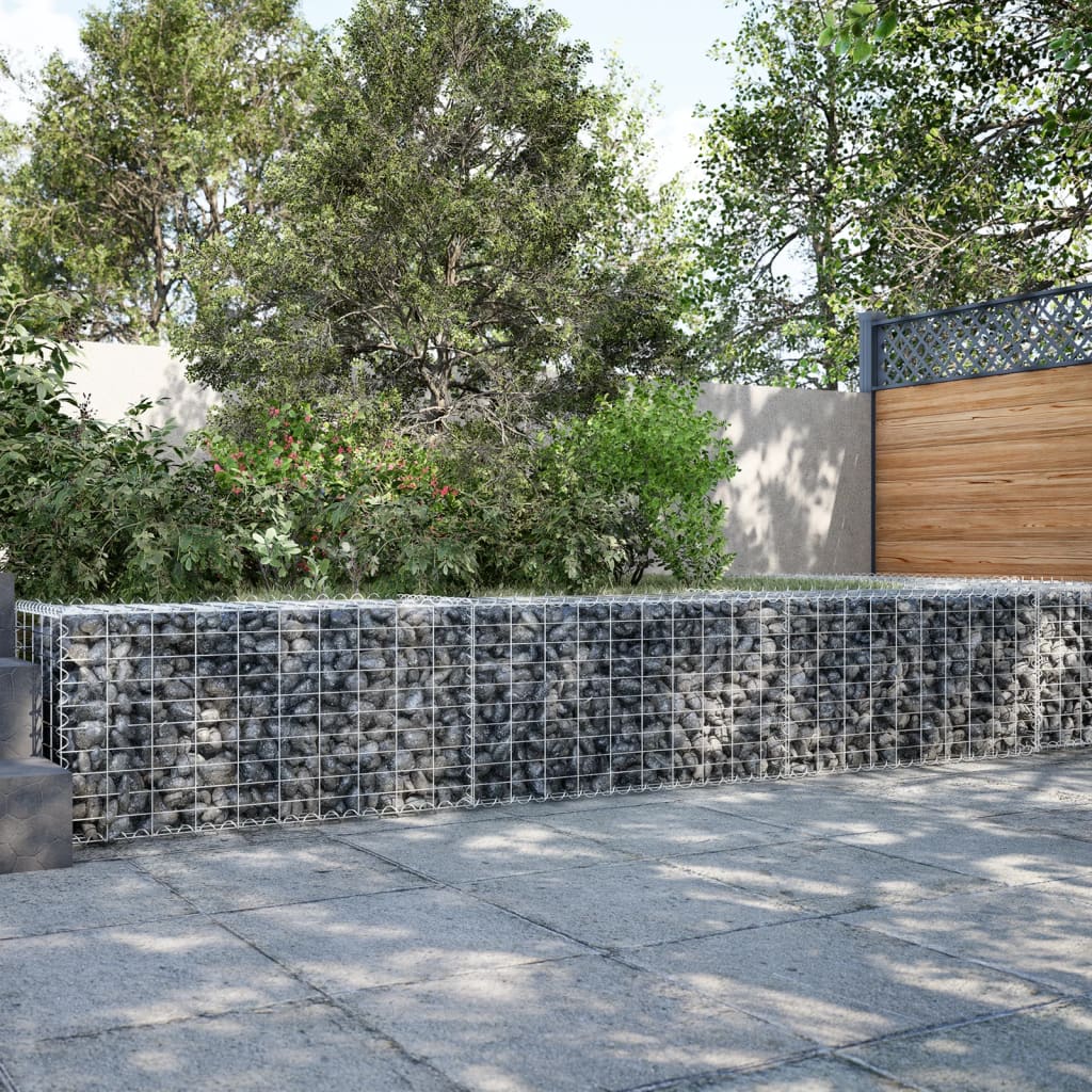 gabionkurv med cover 300x50x50 cm galvaniseret jern