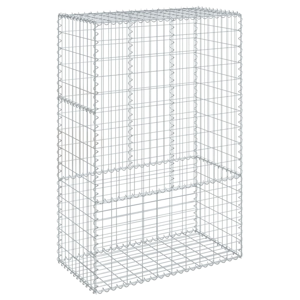 gabionkurv med cover 100x50x150 cm galvaniseret jern