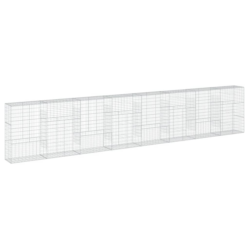 gabionkurv med cover 800x50x150 cm galvaniseret jern
