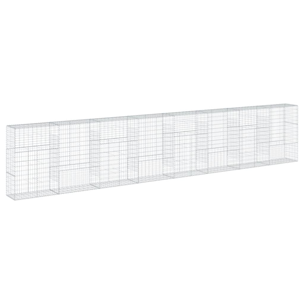 gabionkurv med cover 800x50x150 cm galvaniseret jern