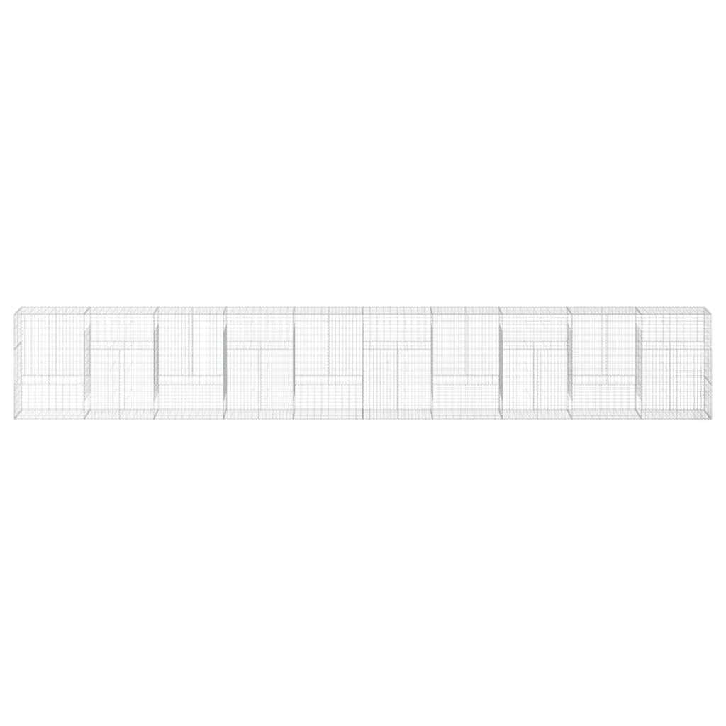 gabionkurv med cover 1000x50x150 cm galvaniseret jern