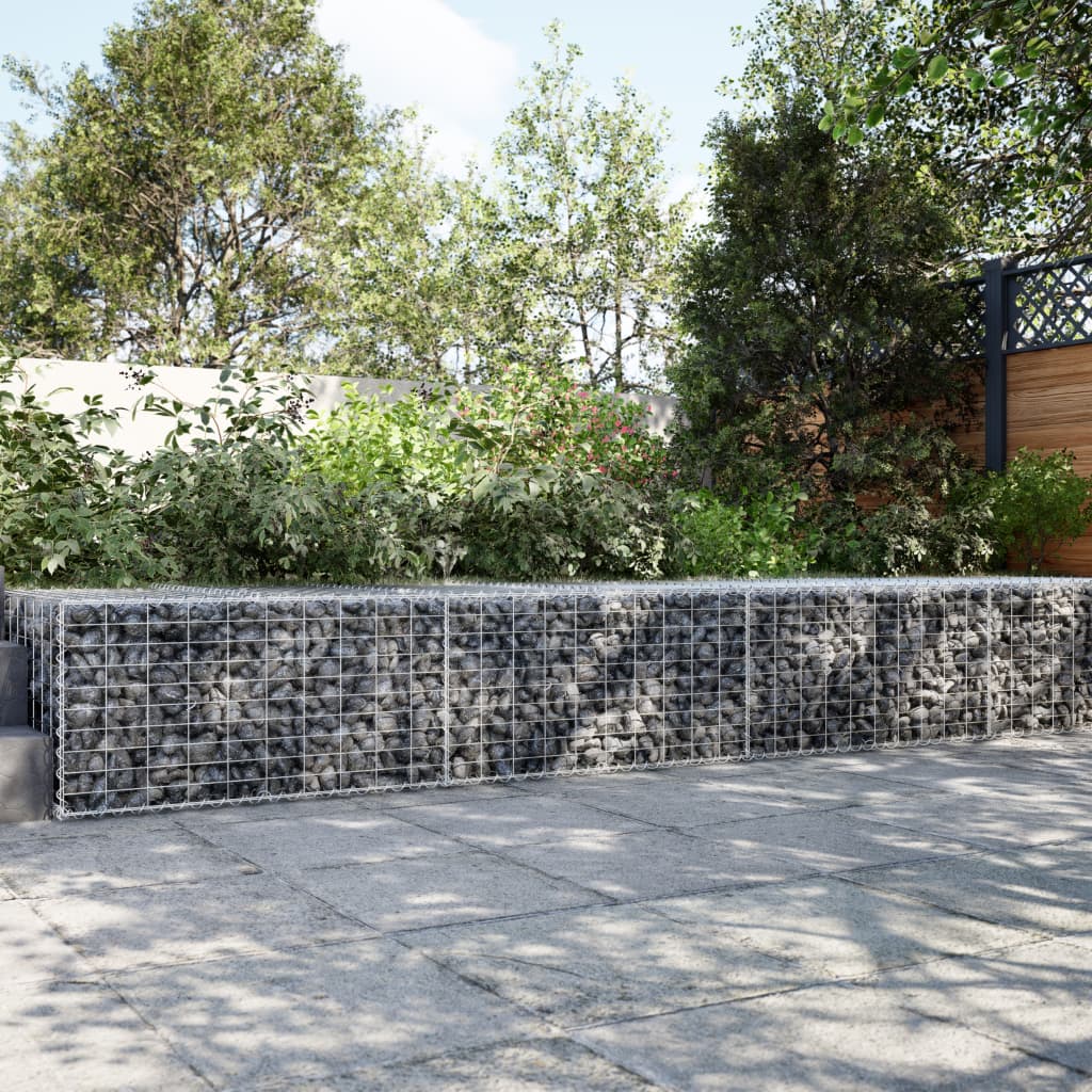 gabionkurv med cover 300x100x50 cm galvaniseret jern