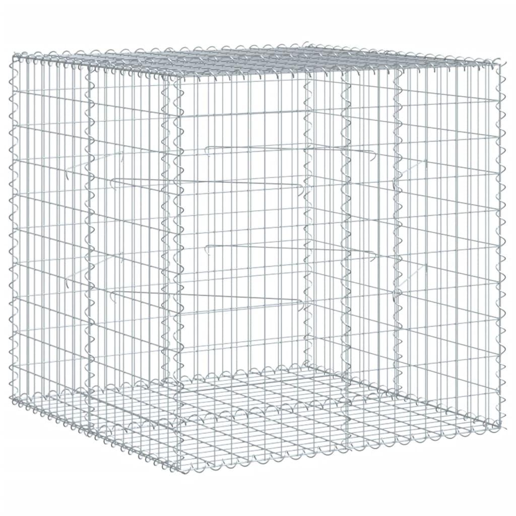 gabionkurv med cover 100x100x100 cm galvaniseret jern