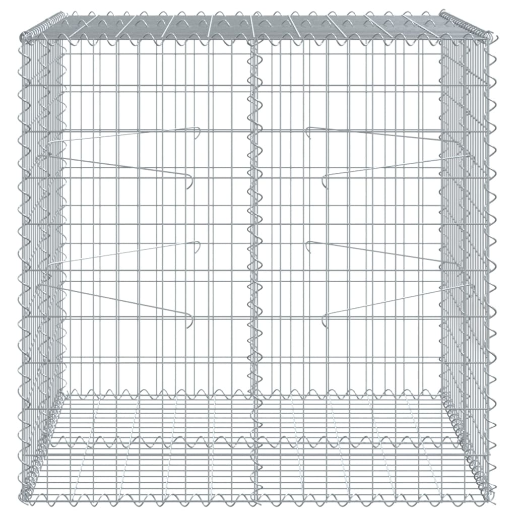 gabionkurv med cover 100x100x100 cm galvaniseret jern