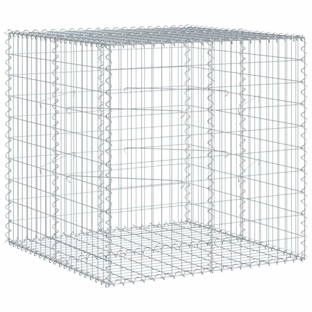 gabionkurv med cover 100x100x100 cm galvaniseret jern