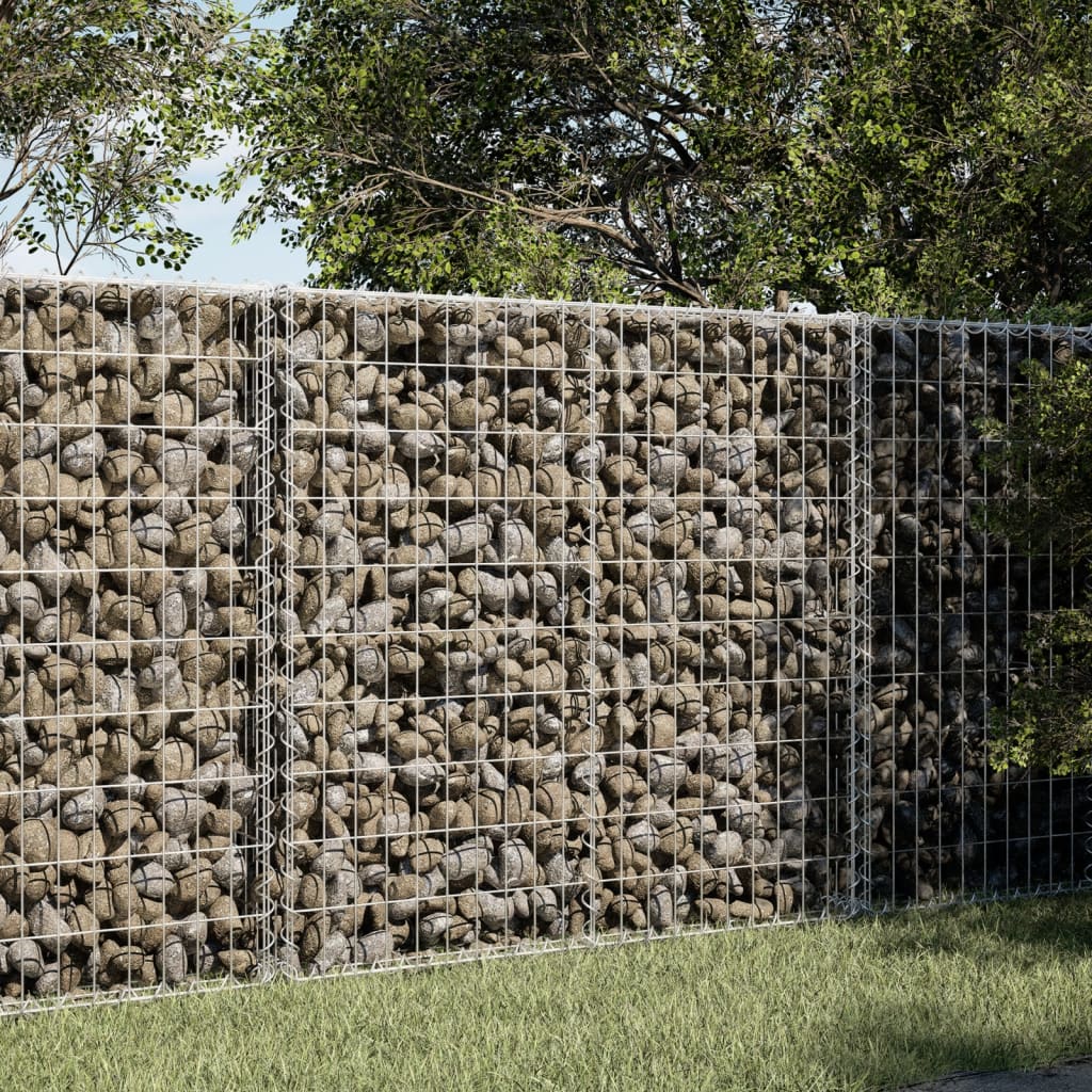 gabionkurv med cover 100x100x100 cm galvaniseret jern