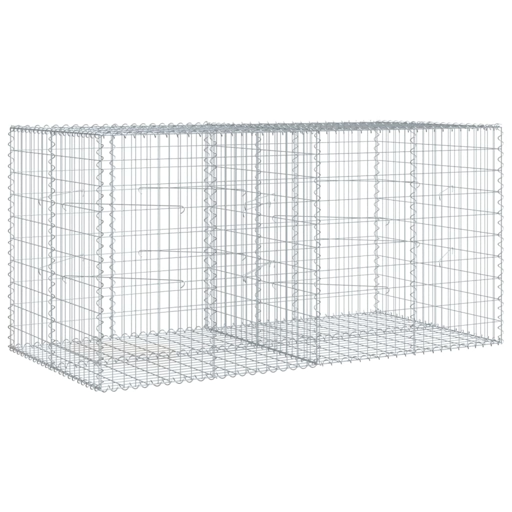 gabionkurv med cover 200x100x100 cm galvaniseret jern