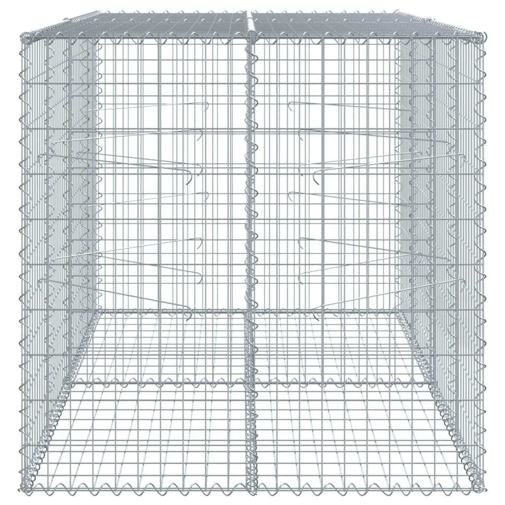 gabionkurv med cover 200x100x100 cm galvaniseret jern