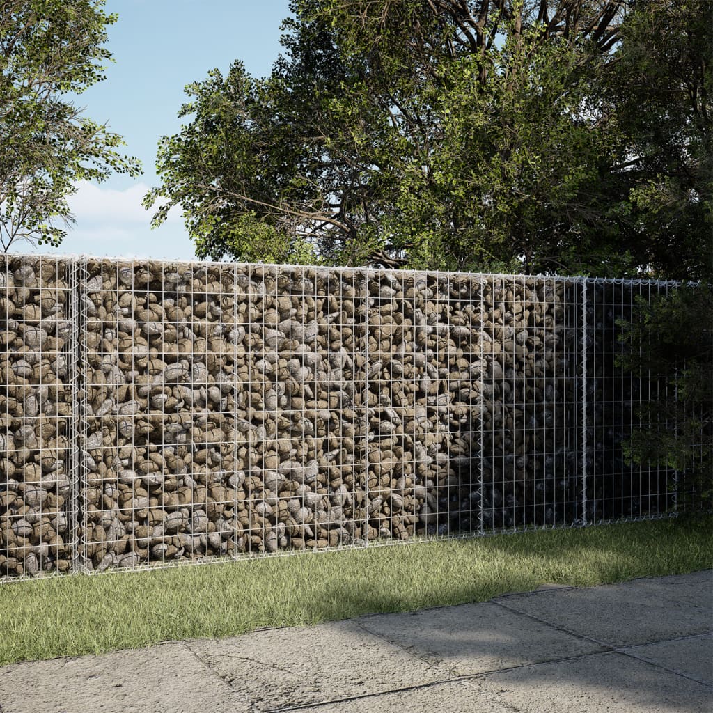 gabionkurv med cover 200x100x100 cm galvaniseret jern