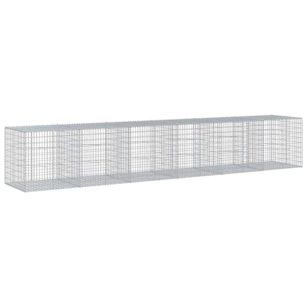 gabionkurv med cover 600x100x100 cm galvaniseret jern