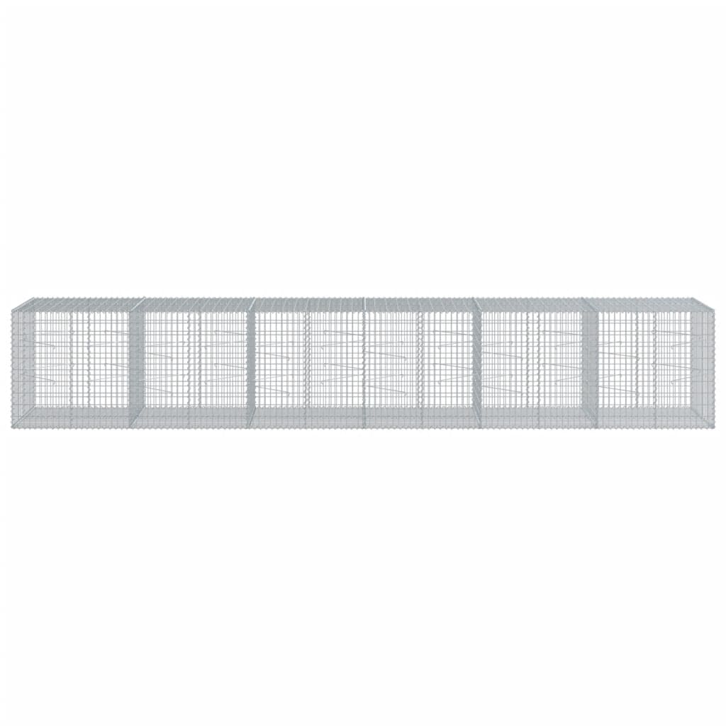 gabionkurv med cover 600x100x100 cm galvaniseret jern