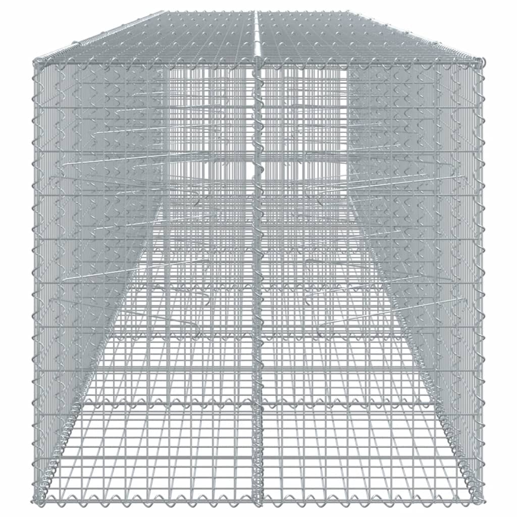 gabionkurv med cover 600x100x100 cm galvaniseret jern