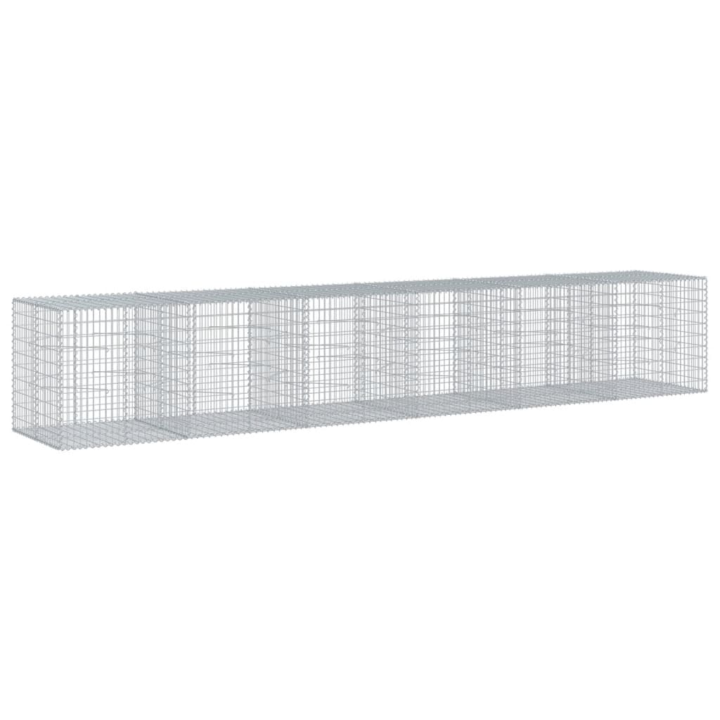 gabionkurv med cover 600x100x100 cm galvaniseret jern
