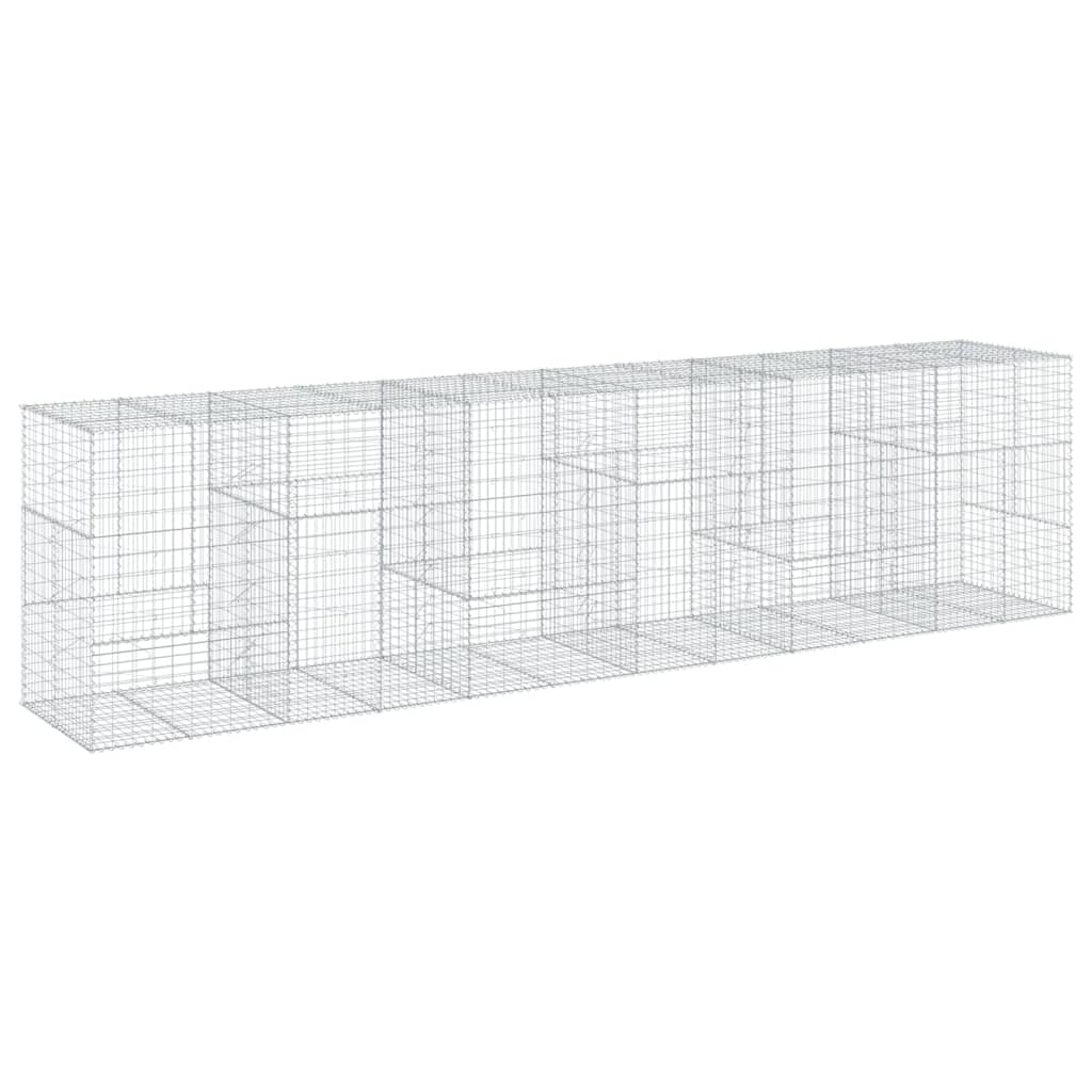 gabionkurv med cover 600x100x150 cm galvaniseret jern