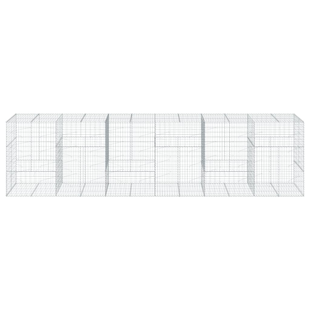 gabionkurv med cover 600x100x150 cm galvaniseret jern