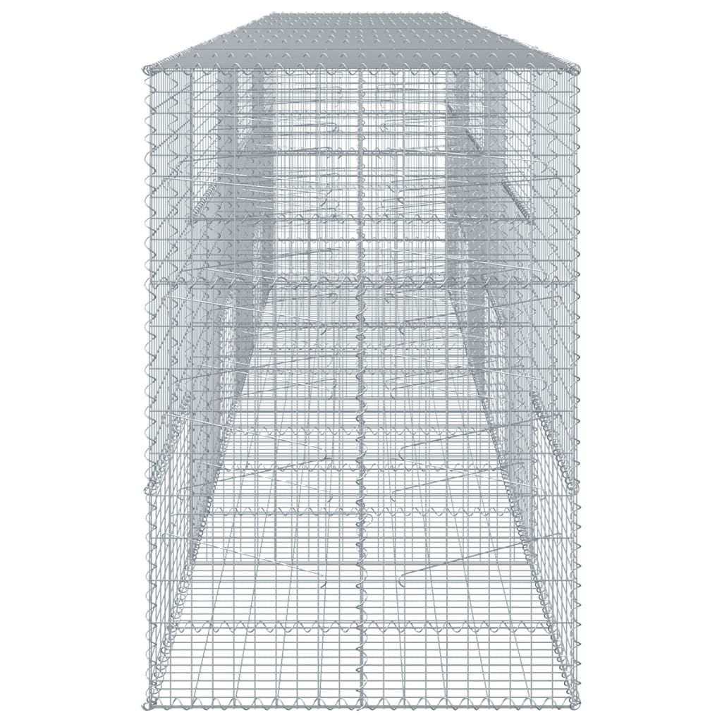 gabionkurv med cover 600x100x150 cm galvaniseret jern