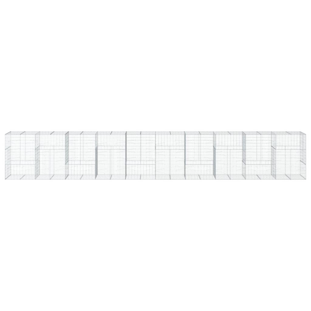 gabionkurv med cover 1000x100x150 cm galvaniseret jern