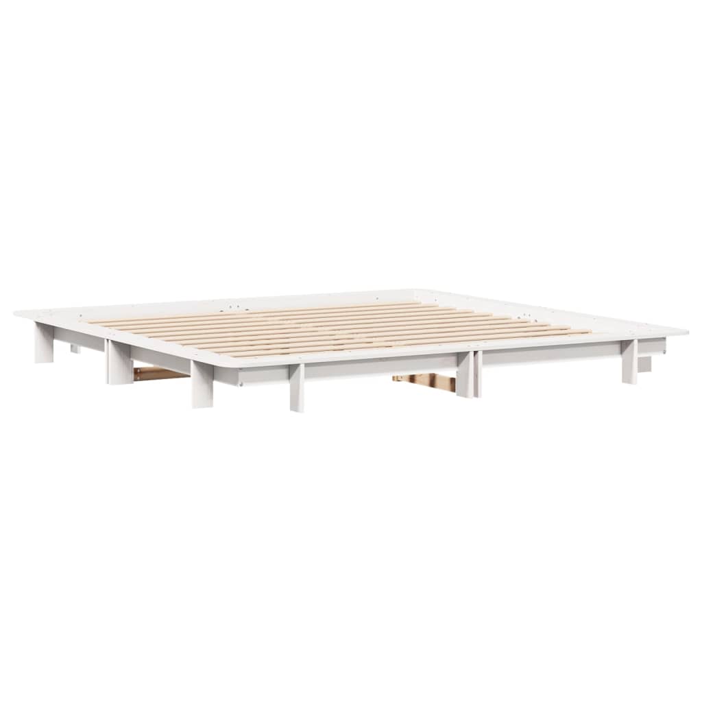 sengeramme uden madras 160x200 cm massivt fyrretræ hvid