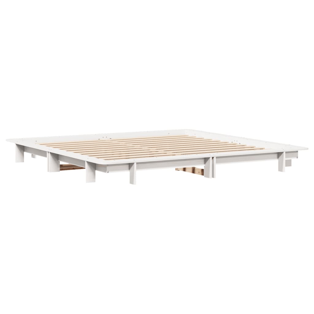 sengeramme uden madras 160x200 cm massivt fyrretræ hvid