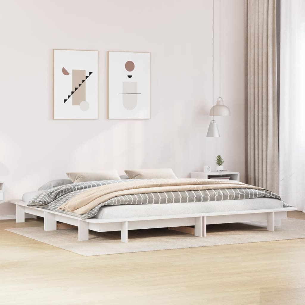 sengeramme uden madras 160x200 cm massivt fyrretræ hvid