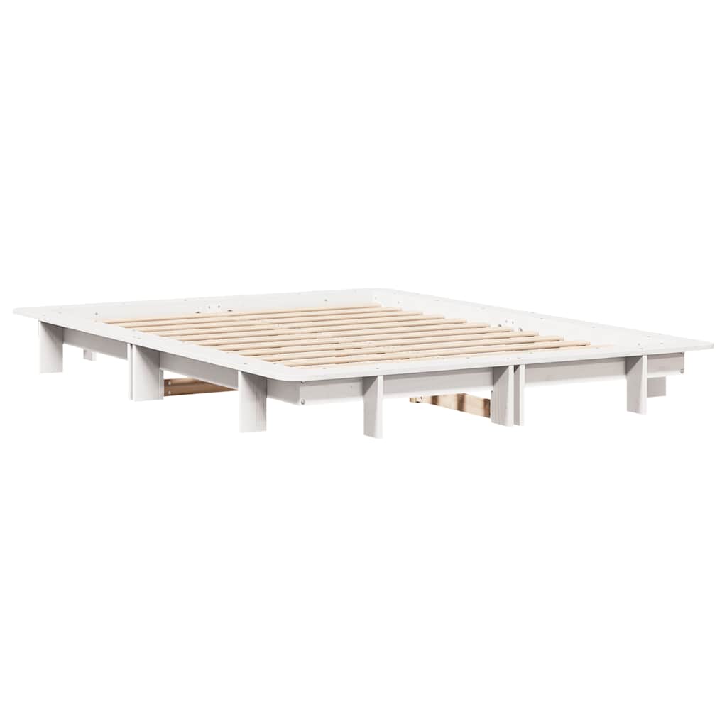 sengeramme uden madras 150x200 cm massivt fyrretræ hvid