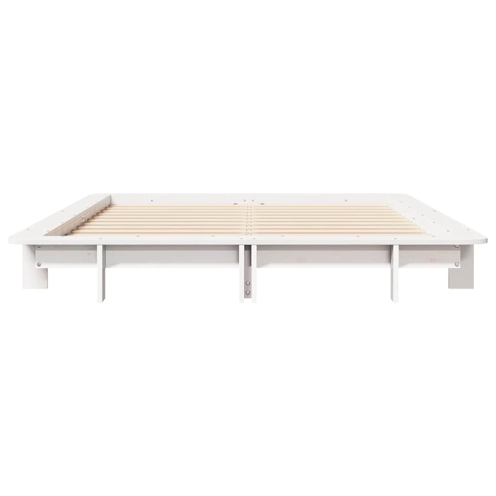 sengeramme uden madras 150x200 cm massivt fyrretræ hvid