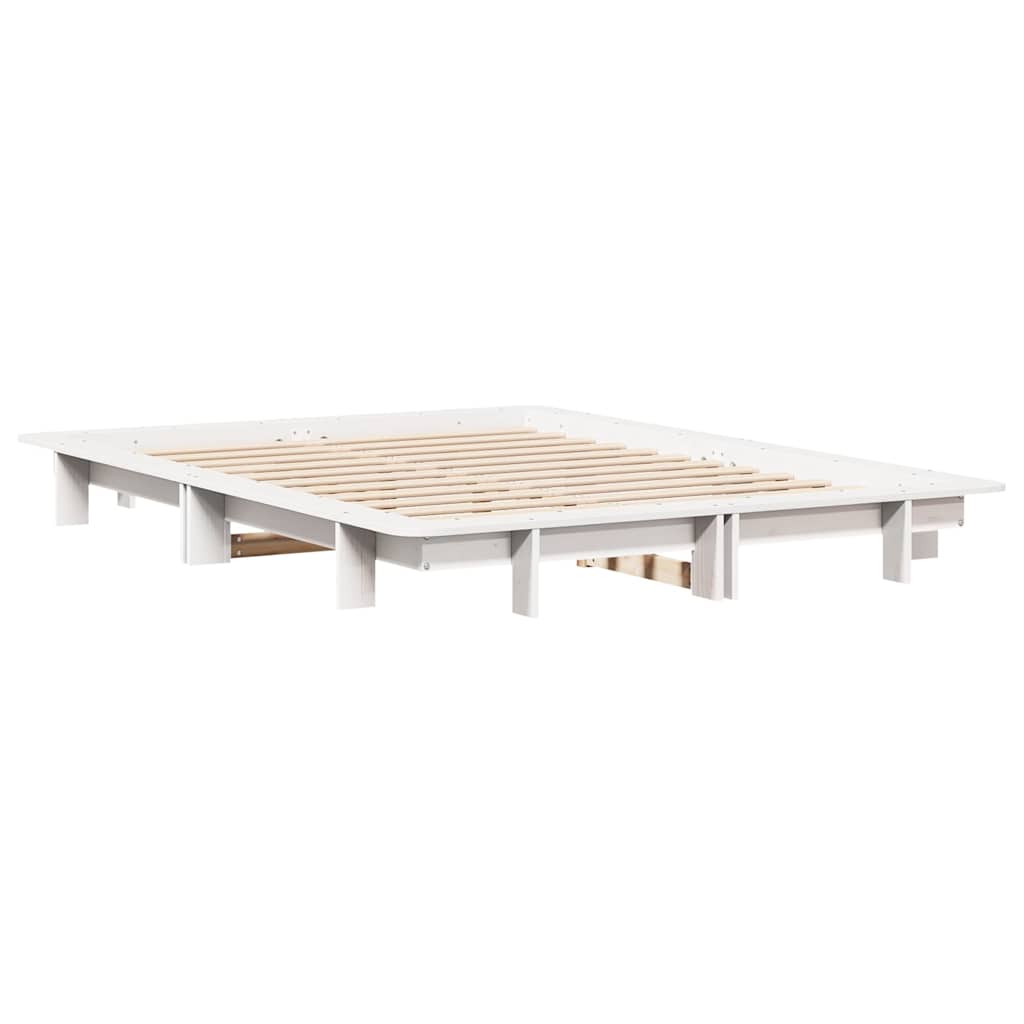 sengeramme uden madras 120x200 cm massivt fyrretræ hvid