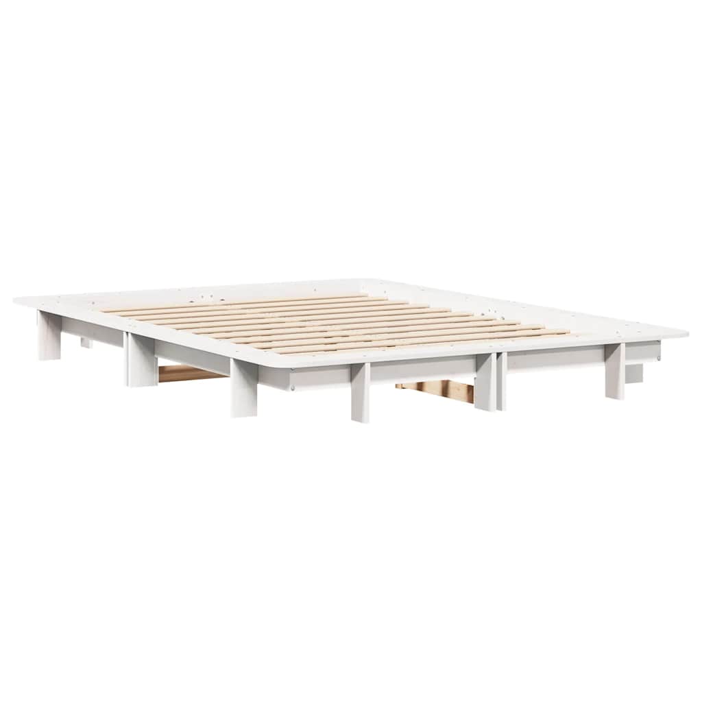 sengeramme uden madras 120x200 cm massivt fyrretræ hvid