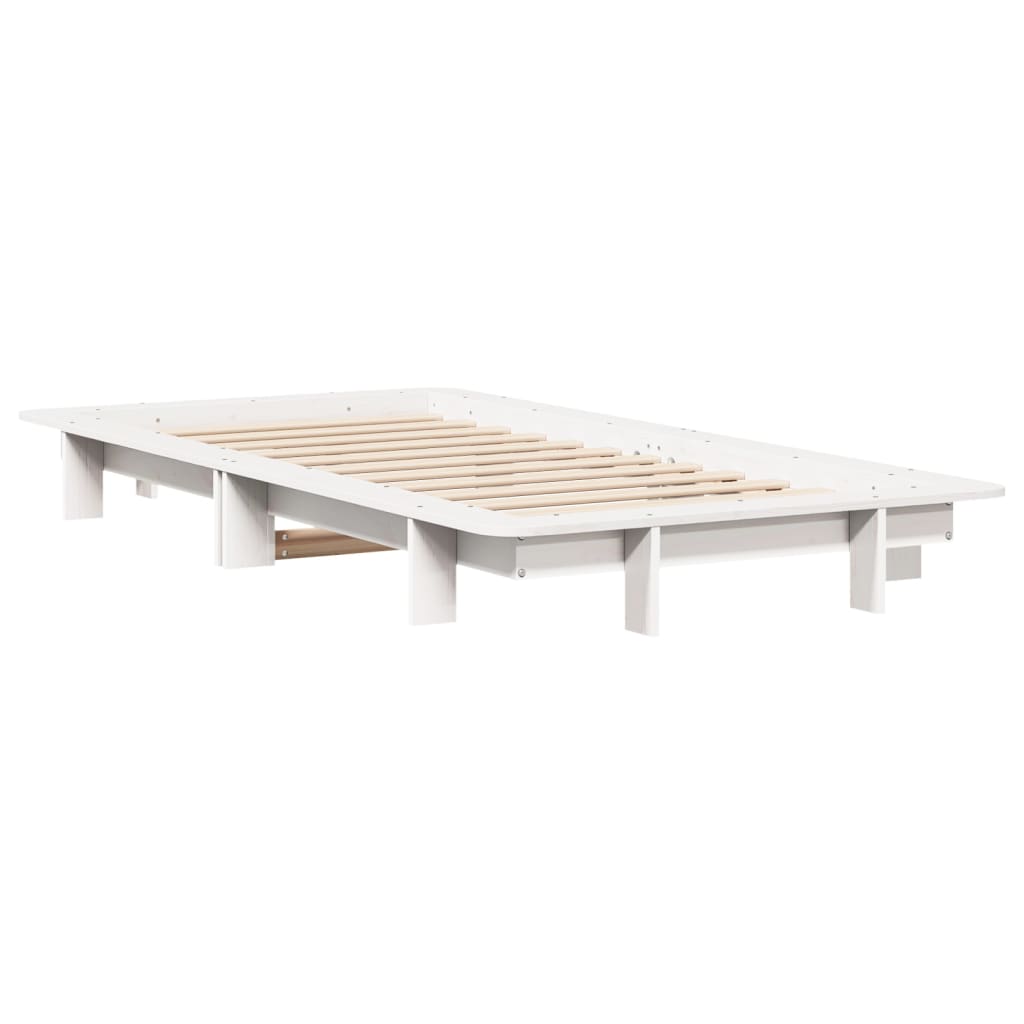 sengeramme uden madras 100x200 cm massivt fyrretræ hvid