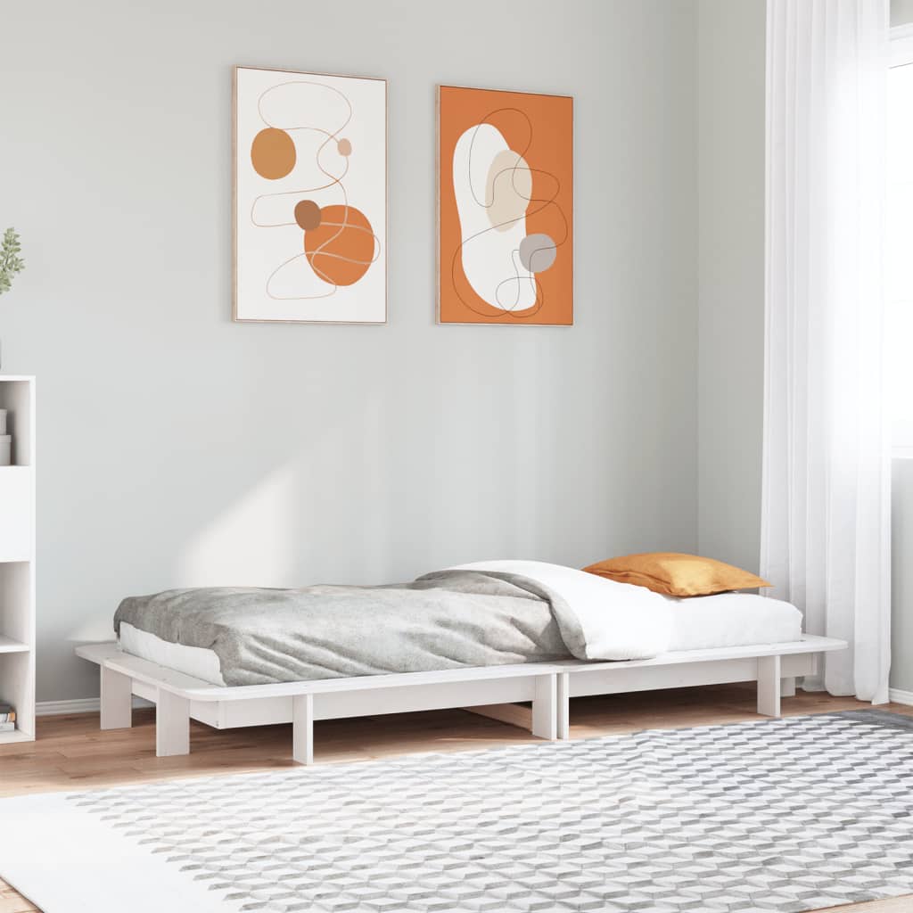 sengeramme uden madras 100x200 cm massivt fyrretræ hvid