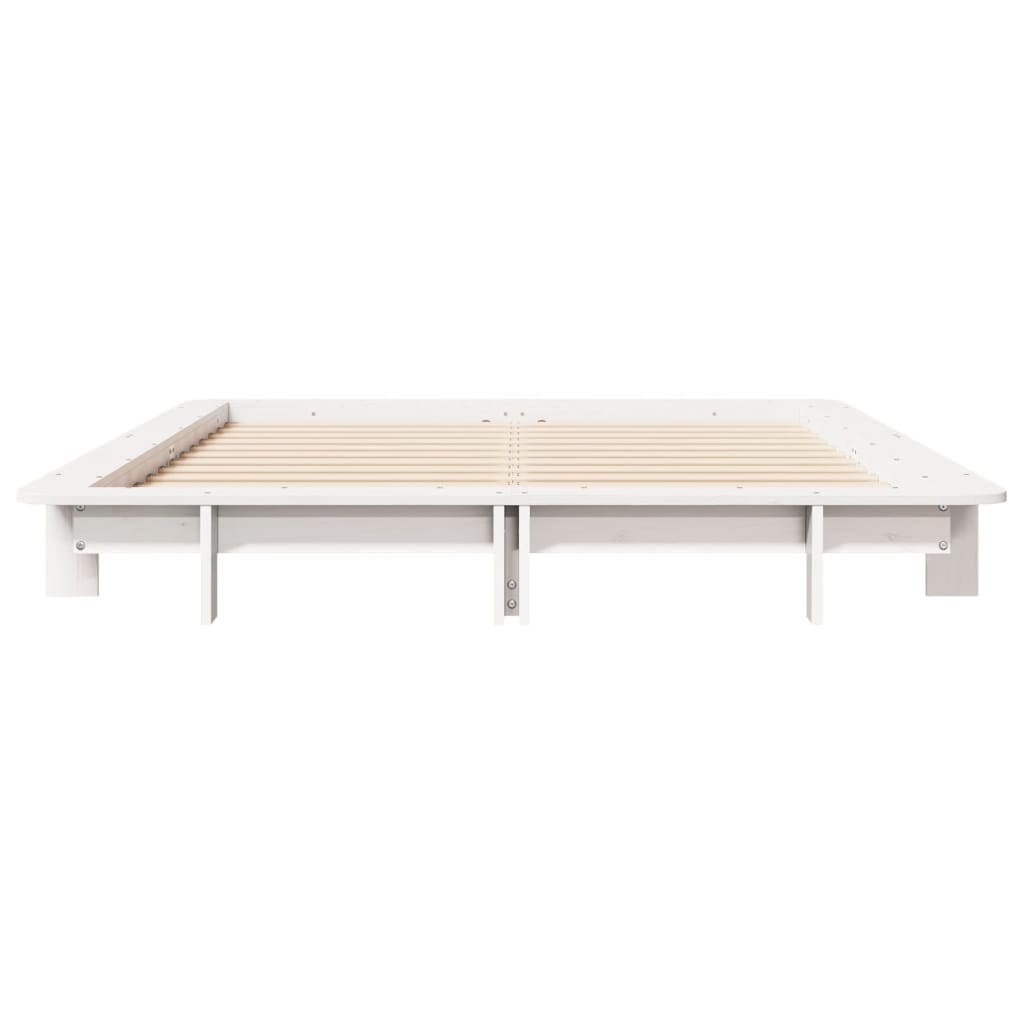 sengeramme uden madras 135x190 cm massivt fyrretræ hvid