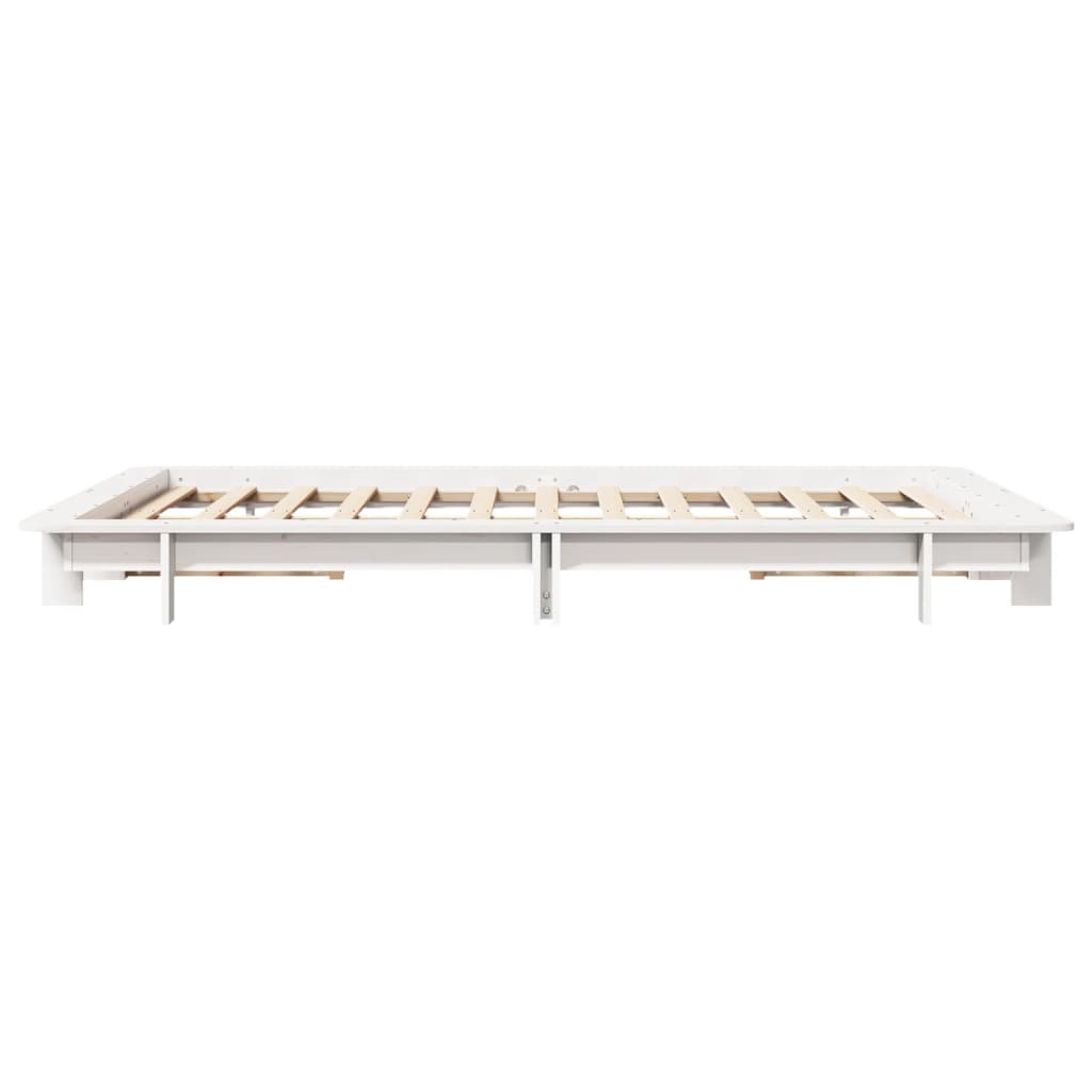 sengeramme uden madras 135x190 cm massivt fyrretræ hvid