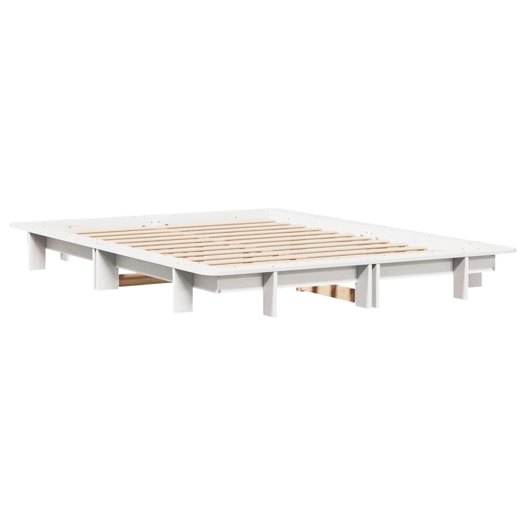 sengeramme uden madras 135x190 cm massivt fyrretræ hvid